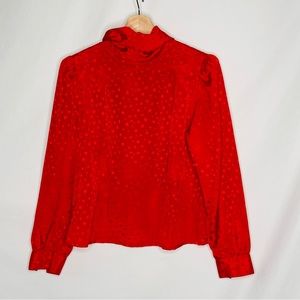 Vintage 80s Bright Red Dotted Bow Blouse by You Babes